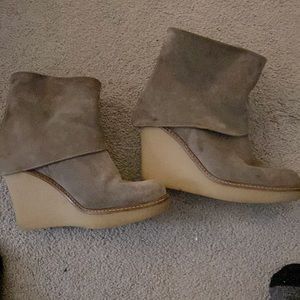 Grey suede wedge boot size 7
